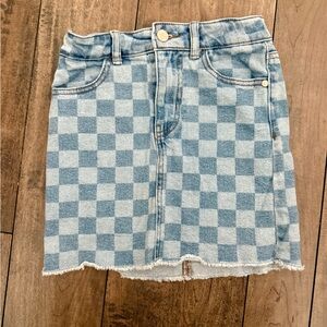 NWOT Girls Checkered Denim Skirt